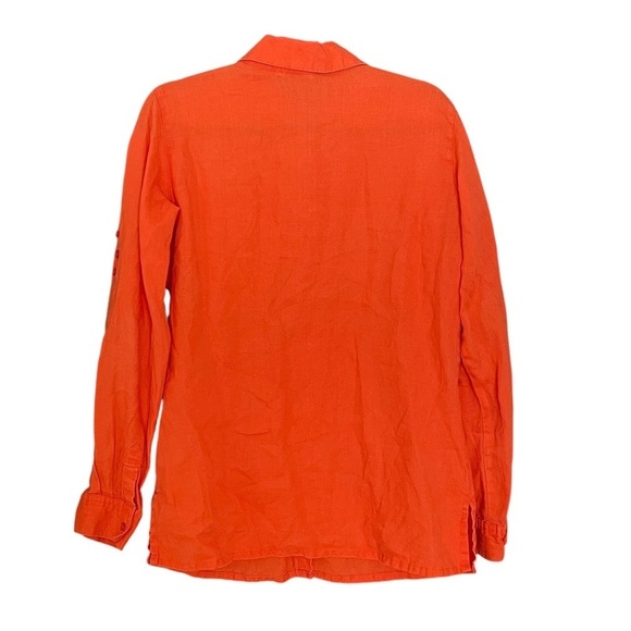 COTTON GINNY Linen Button Front Long Sleeve Blouse M - Picture 4 of 12